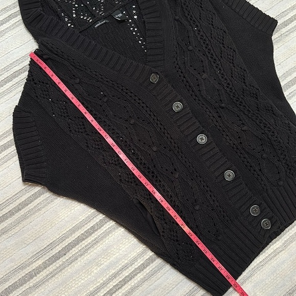 Moda Intl Womens Black Cotton Hooded Cable Knit Cardigan S Dark Academia Cozy - Picture 8 of 11